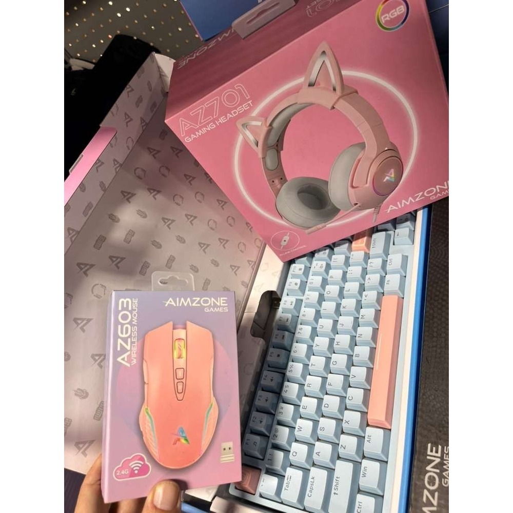 Pink Gamer set‎ headset, keyboard and mouse